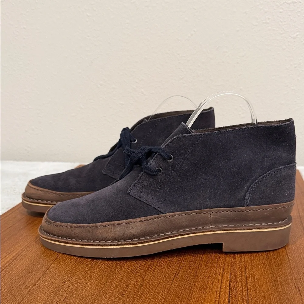 Clarks Originals Desert Boots Men 8 Navy Blue Suede Chukka Crepe Sole
